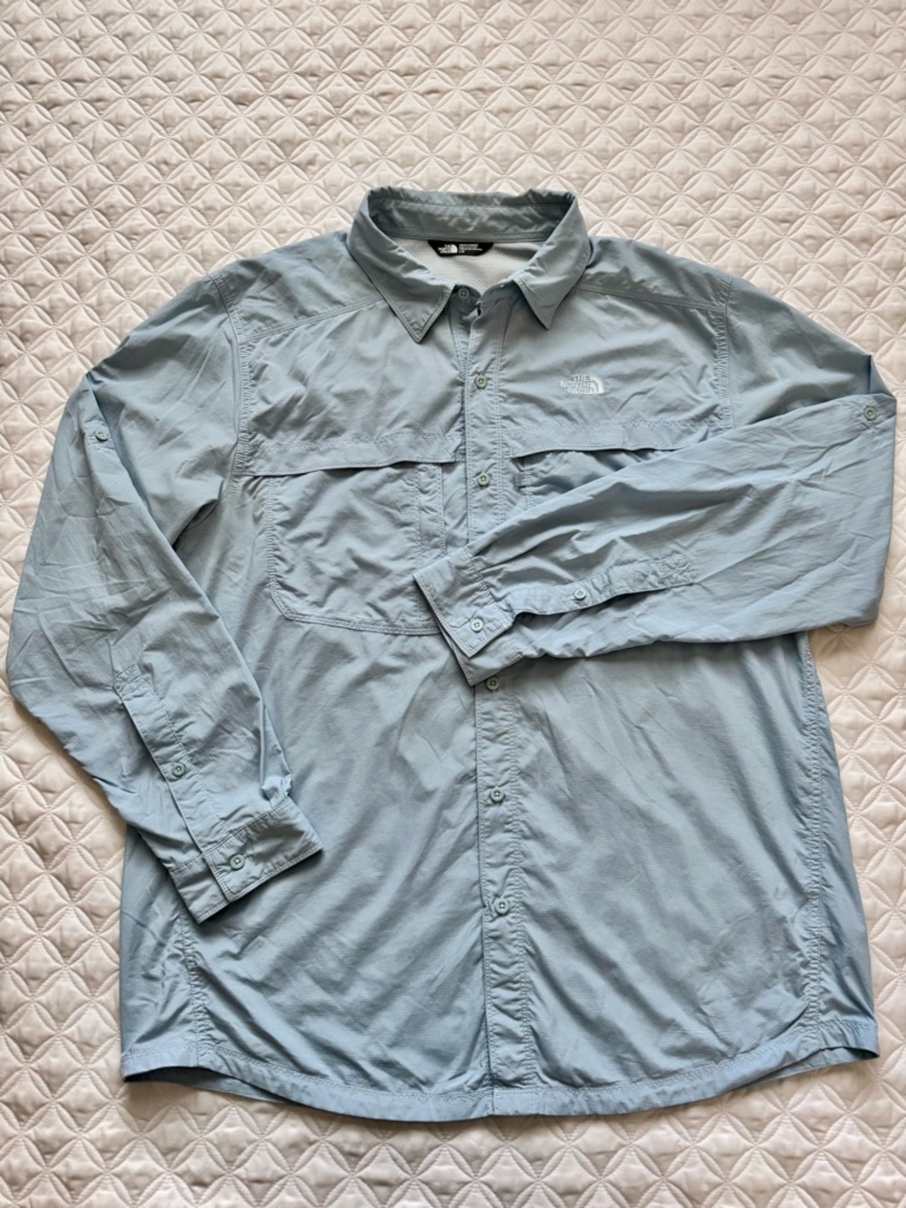 The North Face Light Blue Button-Down Long Sleeve Trail Fishing Shirt Size L - Picture 2 of 16